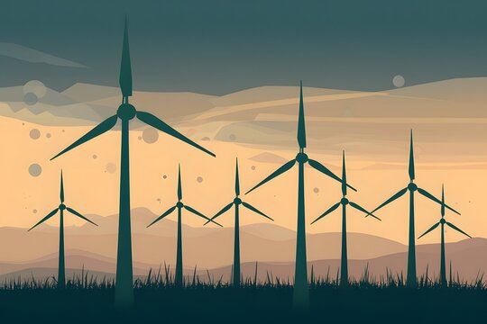 Thumbnail design showcases wind turbine scene in vector format