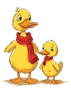 cartoon vector style flat color cartoon, clip art of yellow duck