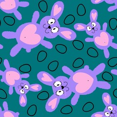 Easter animals bunnies seamless rabbit and eggs pattern for wrapping paper and kids clothes print and party accessories