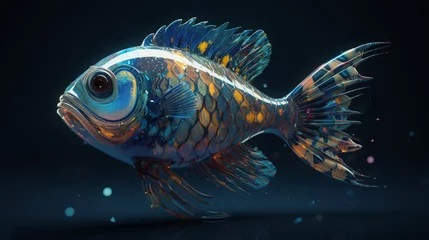Fotobehang stunning digital fish isolated on black © Kamran Akhtar