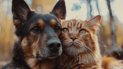 Cat and dog pets best friends wallpaper background