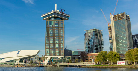 A'DAM Tower (1971) with A'DAM LOOKOUT in Amsterdam North. A'DAM LOOKOUT is an observation deck with...