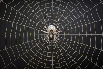 Obraz premium 3D rendering of spider web on dark background exudes mystery