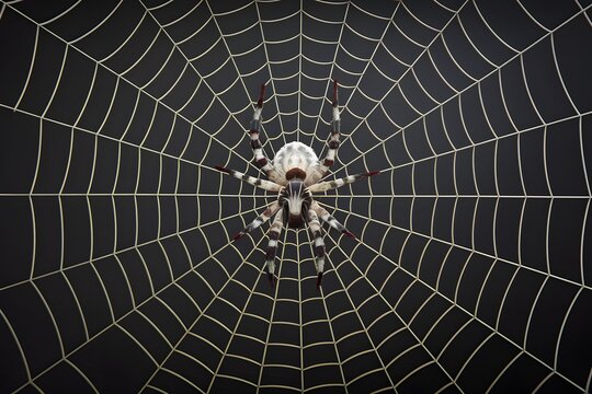 3D rendering of spider web on dark background exudes mystery