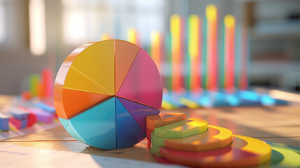 Abstract business pie chart made from colored parts. Business pie chart graphics