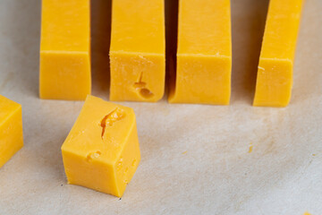 high-quality long-aged orange cheese made from milk