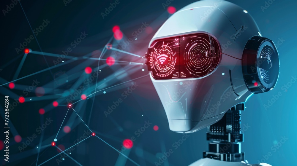 Poster Robot With Red Light Emitting From Face