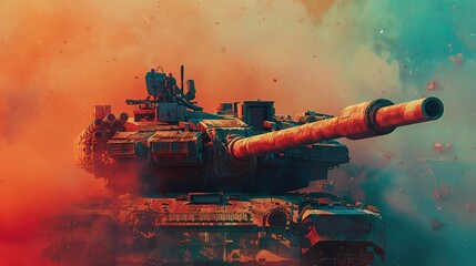 A close up of a tank with a gun on top of it generative ai - obrazy, fototapety, plakaty