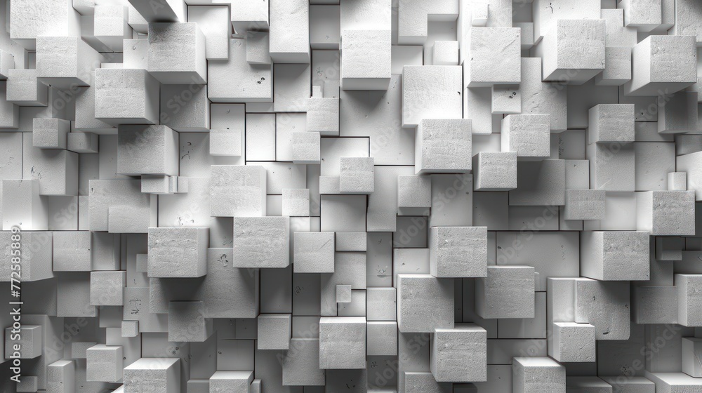 Poster random offset white square cube boxes block background