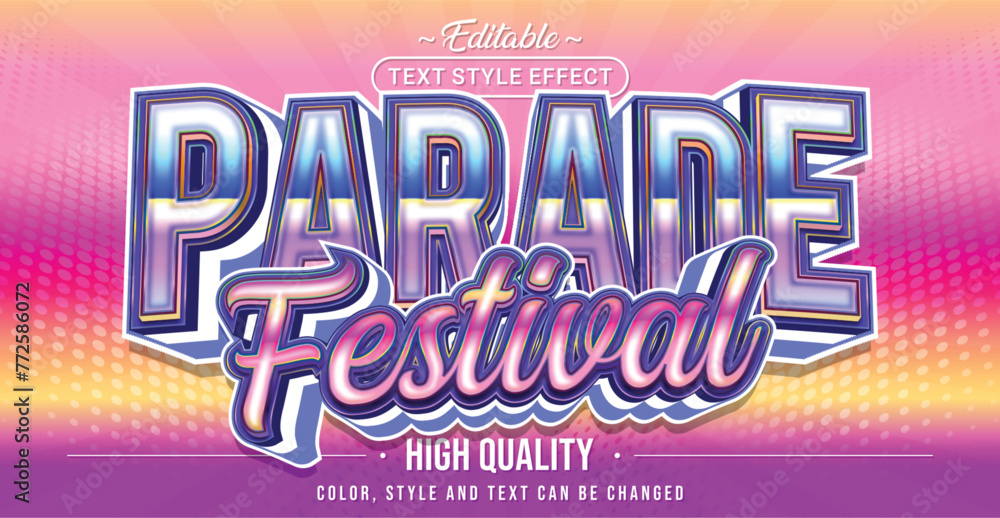 Poster editable text style effect - parade festival text style theme.