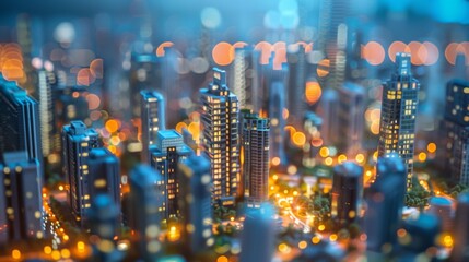Modern smart city mock up miniature wallpaper background