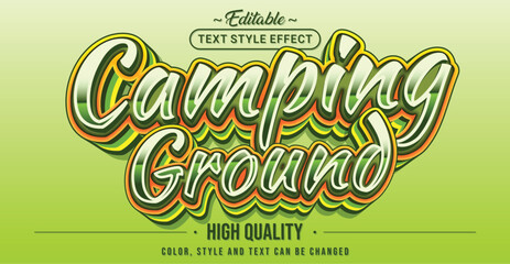 Editable text style effect - Camping Ground text style theme. - obrazy, fototapety, plakaty