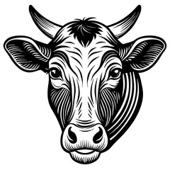 Cow Head Vector High-Quality Illustrations 