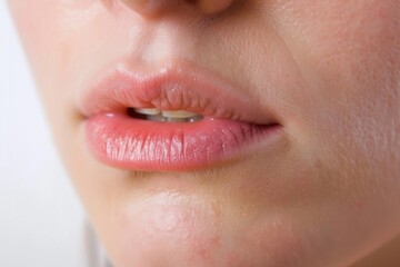 Obraz premium Close Up of Womans Lips and Nose