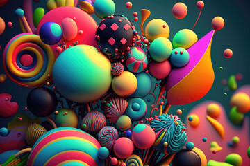 Colorful Abstract 3D Shapes Exploding in Space