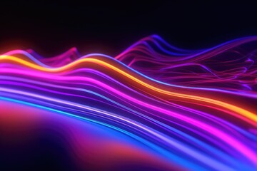 Vibrant Neon Light Waves on Dark Background