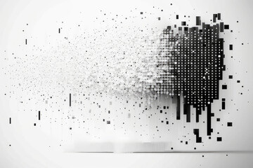 Abstract Black and White Pixel Transition Design