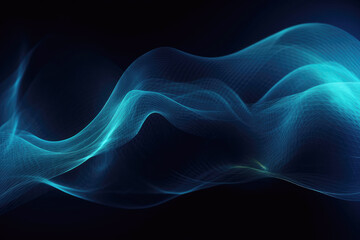 Abstract Blue Waves on a Black Background