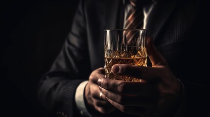 Elegant Businessman Enjoying a Glass of Whiskey