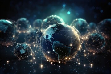 Obraz premium Global Network Connections and Digital Technology Concept