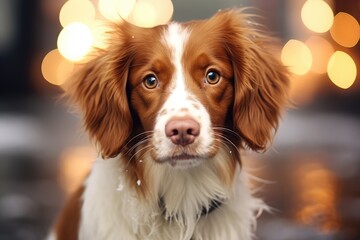Cute Dog Portrait With Glowing Bokeh Lights