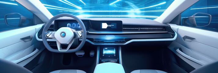 Futuristic Car Interior in High-Speed Motion