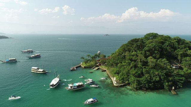 Aerial view of Pescaria Island - Paraty, Rio de Janeiro, Brazil