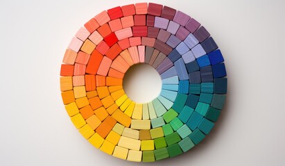 Colorful Wooden Blocks Arranged in Wheel Shape