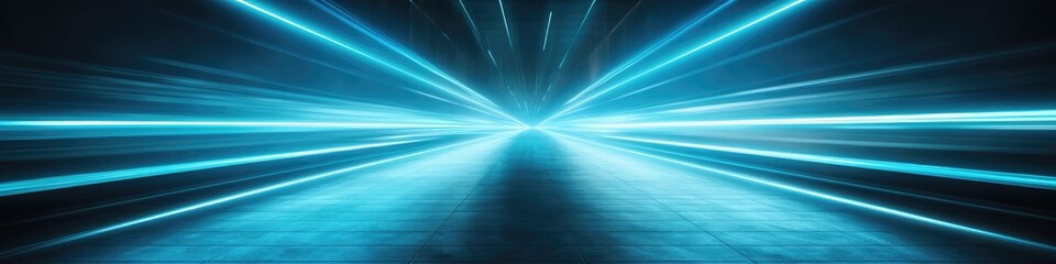 Futuristic Blue Light Speed Tunnel Background