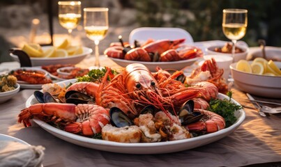 Elegant Outdoor Seafood Dinner Party at Sunset