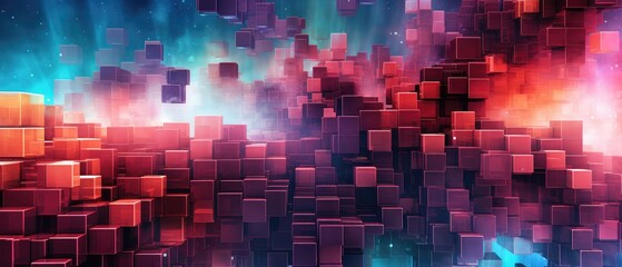 Obraz premium Abstract Futuristic Digital Cubes Background