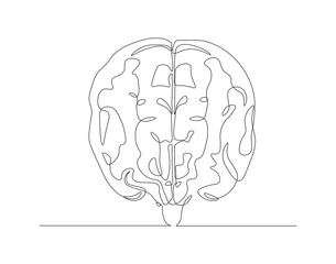 Continuous one line drawing of human brain. One line of brain. Organ concept continuous line art. Editable outline.