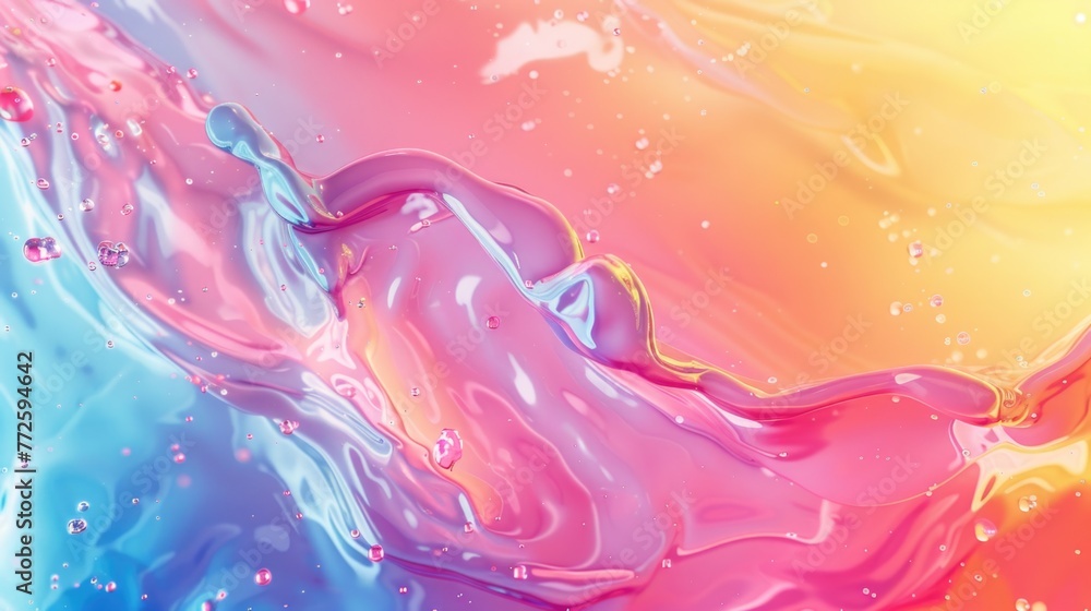 Poster a colorful splash of paint with a rainbow background. the colors are bright and vibrant, creating a 