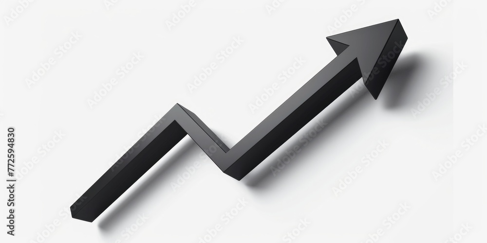Poster a black arrow pointing upwards on a white background. the arrow is drawn in a way that it looks like