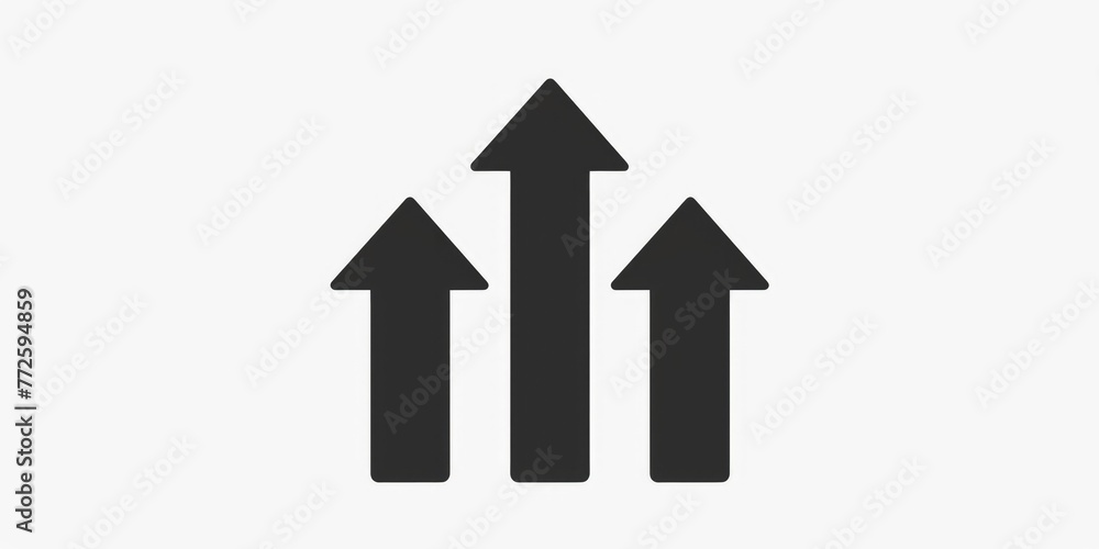 Poster three black arrows pointing upwards. the arrows are stacked on top of each other. concept of growth 