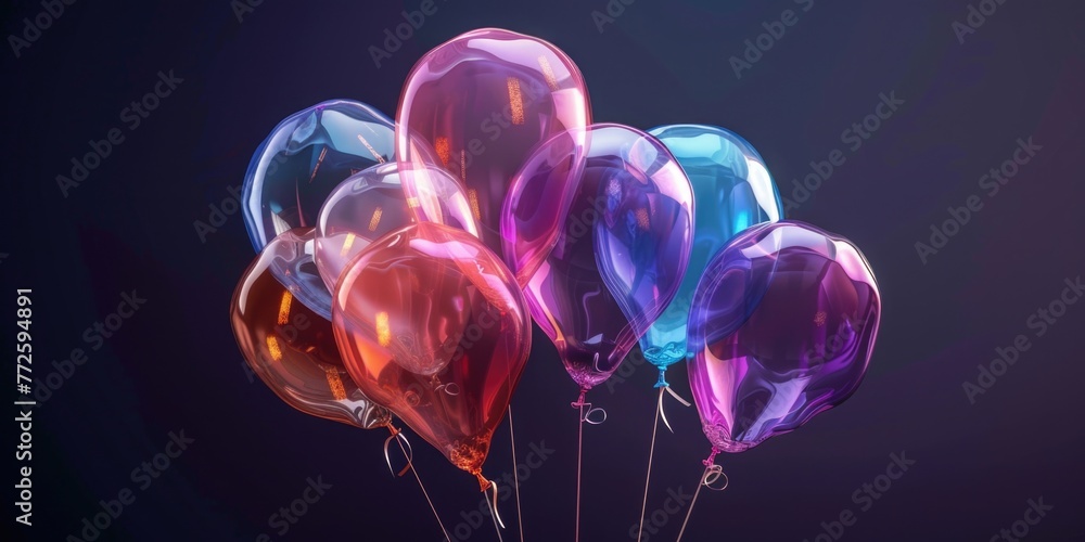 Poster a bunch of colorful balloons are floating in the air. the balloons are of different colors and sizes