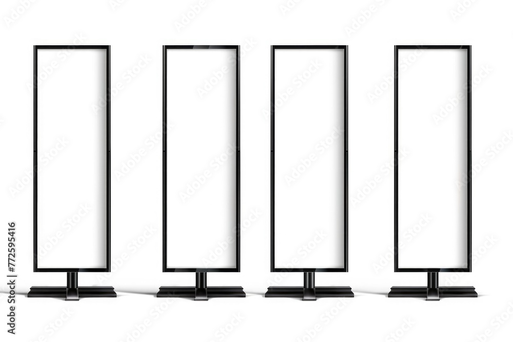 Aufkleber four black and white signs with white backgrounds. the signs are all the same size and shape. they a