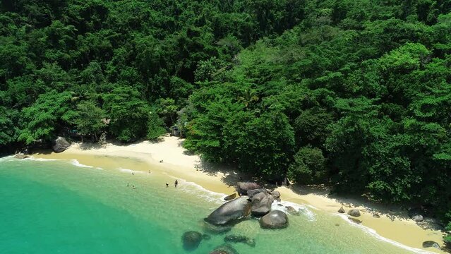 Aerial view of Saco da Velha Beach - Paraty, Rio de Janeiro, Brazil