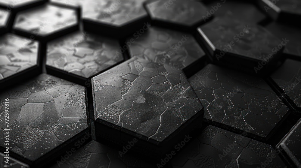 Poster abstract 3d black hexagons background pattern
