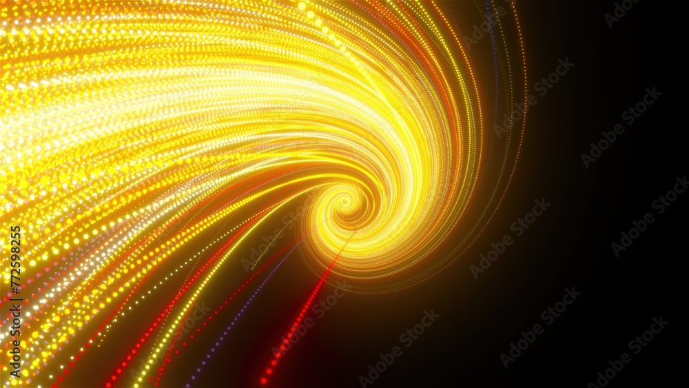 Poster spiral bright neon lines. computer generated 3d render