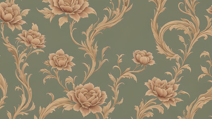 Abstract vintage wallpaper with vines and flowers