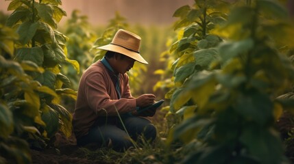 Agriculturist utilize the core data network in the Internet from the mobile to validate, test, and select the new crop method. Young farmers and tobacco farming .