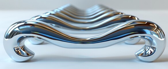 Chrome cabinet handles on white background. Sleek kitchen pull knobs in modern home. Concept of drawer handles, luxurious kitchen design, contemporary fixtures