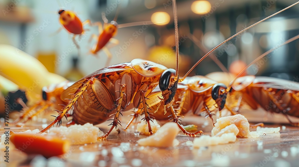 Aufkleber robotic cockroach amidst digital nodes. fusion of insect life and circuitry. concept of artificial i