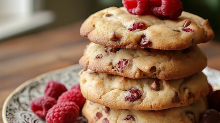 Delicious raspberry cookies. Homemade baking. Ideal for culinary books, magazines, posts.