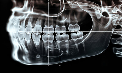 Advanced 3D x-ray showcases detailed anatomy of human mandible and maxilla - obrazy, fototapety, plakaty