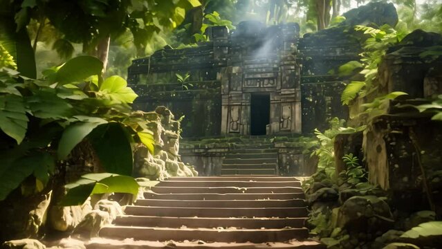 Ruins of Beng Mealea temple in Bali, Indonesia, AI Generated