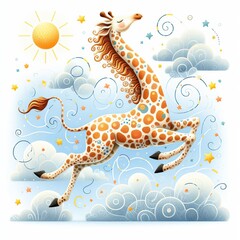 jumping happy giraffe