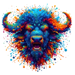 Muurstickers Isolated Colorful Animal on a Clear PNG Canvas, Generative AI © faical