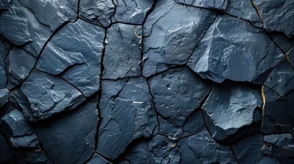 Dark black rock texture wallpaper with light reflection background - obrazy, fototapety, plakaty